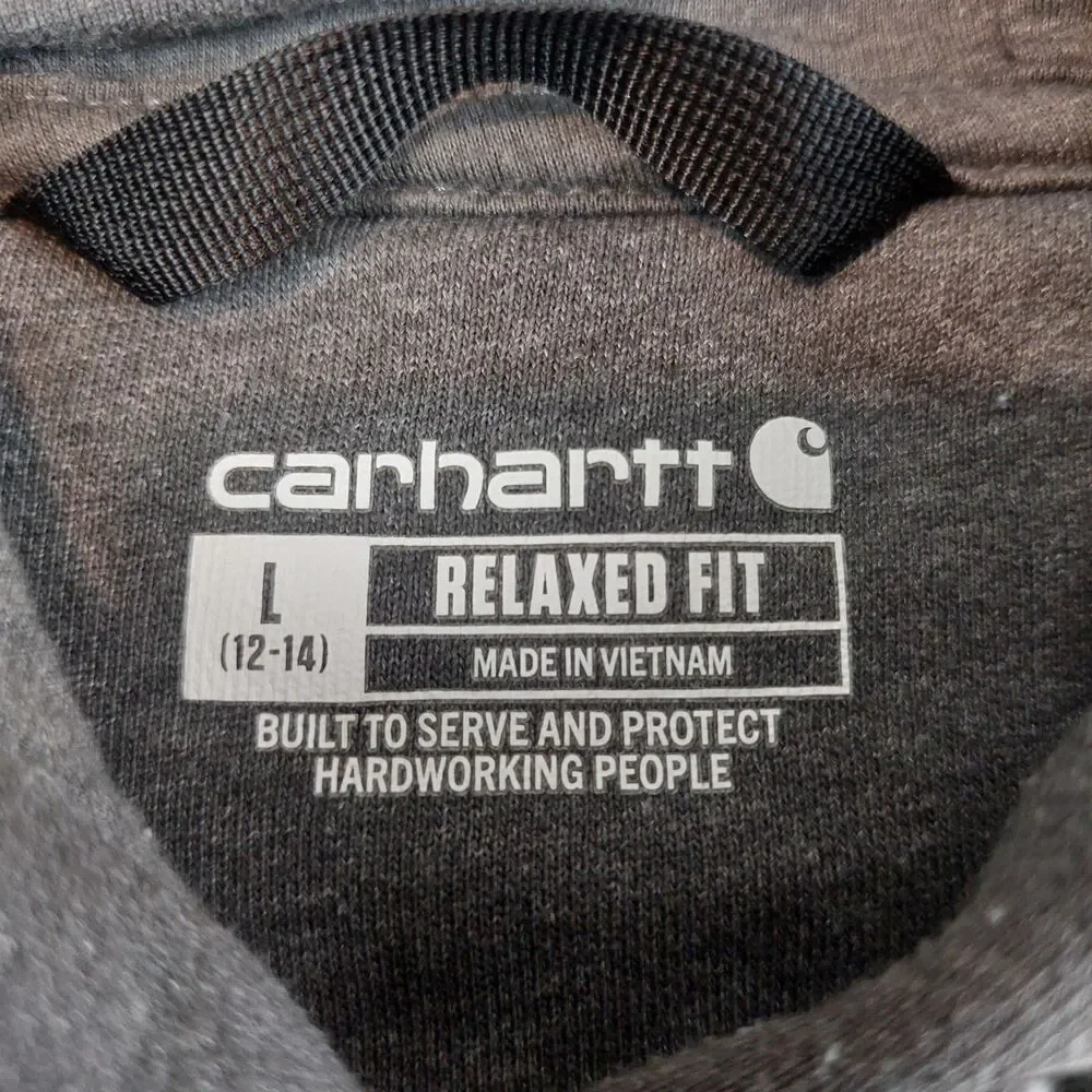 Carhartt Iconic Clarksburg Logo Relaxed Fit Hooded Sweatshirt Women's Large Gray
